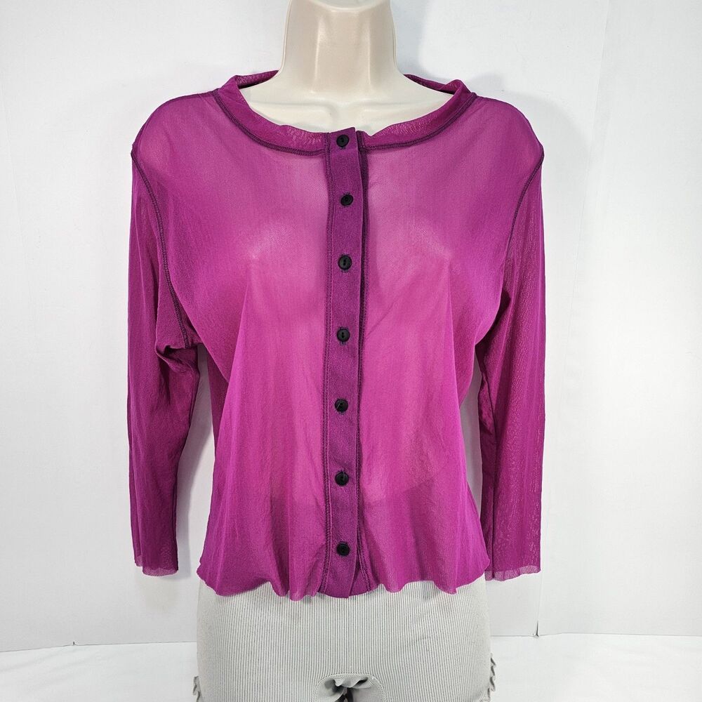 Petit Pois by Viviana G Costa Del Sol Mesh Cardigan Maroon Raspberry Magenta Top